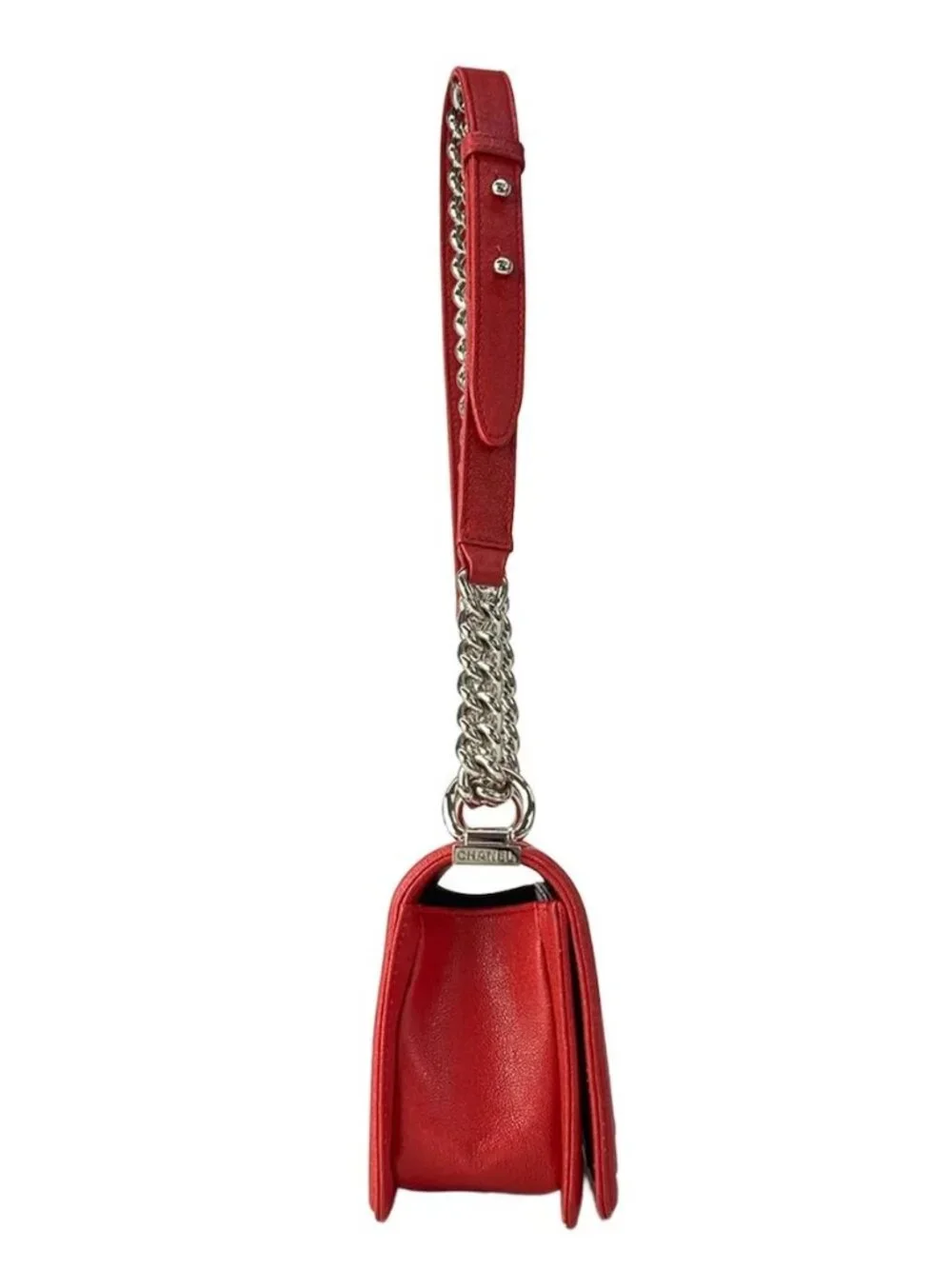 CHANEL Boy Chanel - Red Calfskin Shoulder Bag